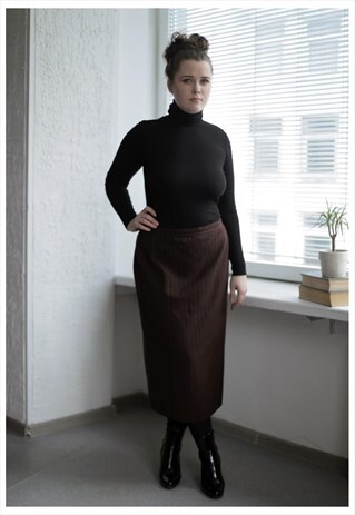 VINTAGE 80'S MIDI BROWN SKIRT