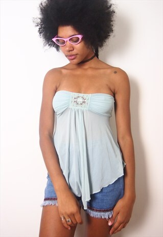 BLUE MINT MESH BOOB TUBE TOP