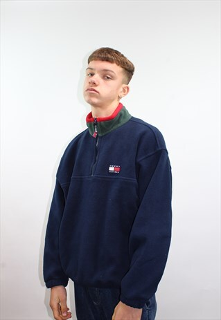 VINTAGE TOMMY HILFIGER SPELLOUT 1/4 ZIP FLEECE