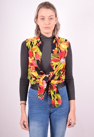 BENETTON WOMENS VINTAGE SHIRT SLEEVELESS MEDIUM MULTI 90S