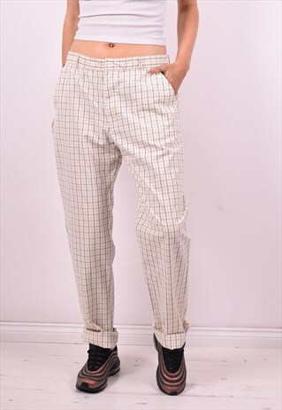RALPH LAUREN WOMENS VINTAGE TROUSERS W32 L30 WHITE CHECK 90'