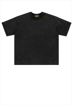 Velvet t-shirt solid colour tee grunge top in black