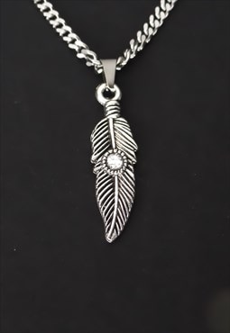 CRW Silver Feather Necklace 