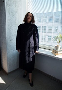 Vintage 70's Navy Double Breasted Wool Coat