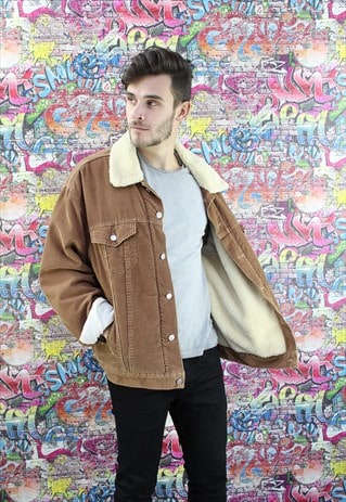 LEVI'S 80S SHERPA FLEECE LINED VINTAGE CORD DENIM JACKET.