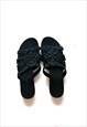 BLACK BOHO KNOT MACRAME FLAT SLIPPERS EU38 UK5 US7'5