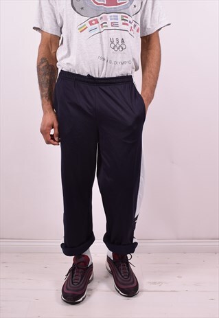 PUMA MENS VINTAGE TRACKSUIT TROUSERS W30 L30 NAVY BLUE 90'S