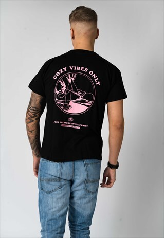 BLACK OVERSIZED COZY VIBES T-SHIRT
