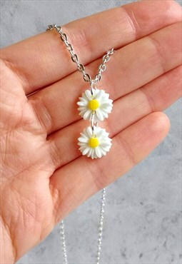 Double Daisy Resin Necklace
