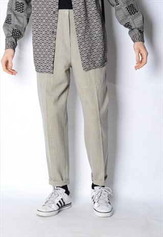 VINTAGE 90S UNISEX BEIGE LINEN BLEND PANTS
