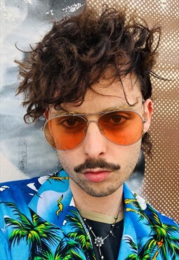 Vintage 1990s Aviator Silver Mens Sunglasses 