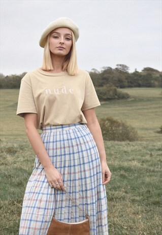 NUDE ETHICS ORGANIC EMBROIDERED GRAPHIC SAND BROWN T-SHIRT