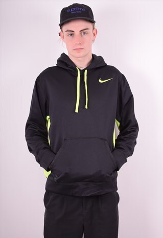 NIKE MENS VINTAGE HOODIE JUMPER MEDIUM BLACK 90'S