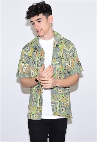 VINTAGE 90S GREEN PATTERNED SHIRT