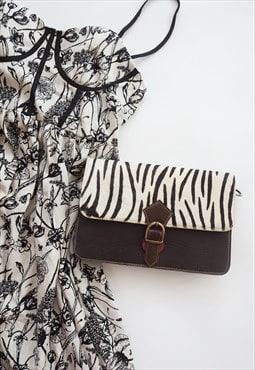Nephele Sustainable Leather Black Zebra Shoulder Bag