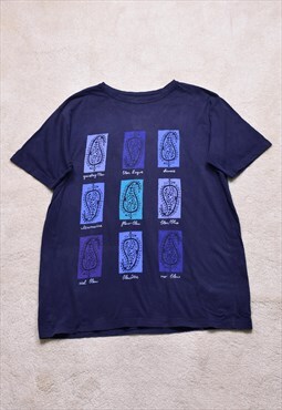Women's Vintage 90s St Michael Navy Paisley Print T Shirt