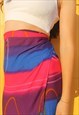 NEW PINK & PURPLE ABSTRACT PRINT WRAP MIDI SKIRT