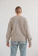 VINTAGE RELAXED BOXY FIT KNITTED LINEN JUMPER IN BEIGE M