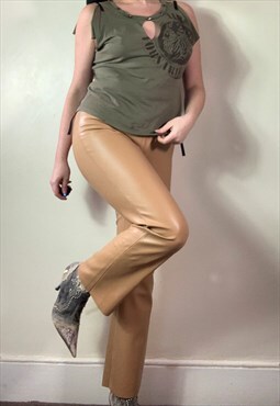 Vintage Y2K Tan Morgan De Toi Pleather Trousers