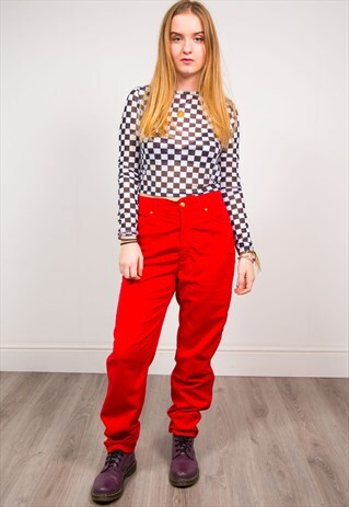 VINTAGE 90'S RARE ESCADA RED HIGH WAIST MOM JEANS