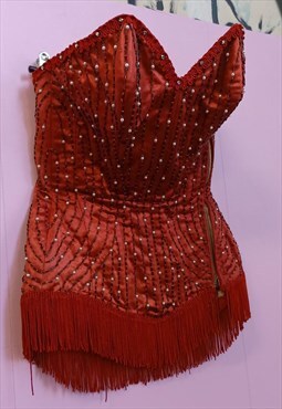 Vintage 1930s showgirl burlesque red corset