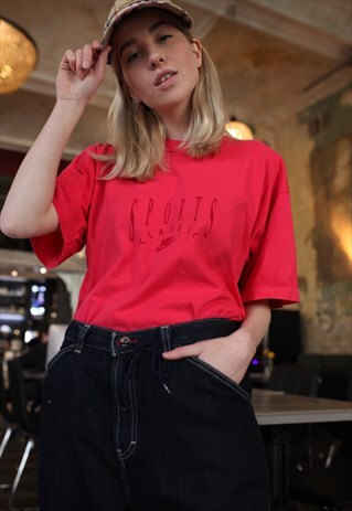 VINTAGE 80'S NIKE PINK EMBROIDERY T-SHIRT