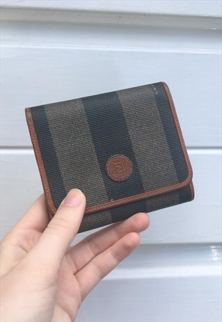 UNISEX VINTAGE 80S FENDI WALLET PURSE STRIPY MONOGRAM PRINT