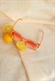 TRANSPARENT PINK CHUNKY BEVELLED RECTANGLE SUNGLASSES