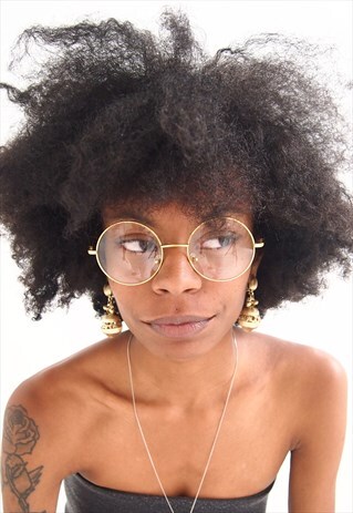 GOLD ROUND FRAME CLEAR LENS GLASSES