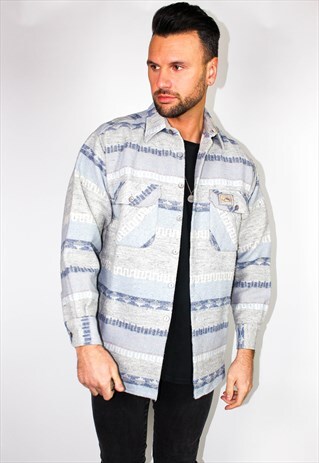 VINTAGE GEO-TRIBAL PATTERNED FLANNEL SHIRT