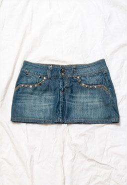 Vintage Y2K Denim Micro Skirt in Blue