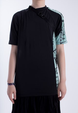 BLACK TURTLENECK LYCRA SPORT T-SHIRT