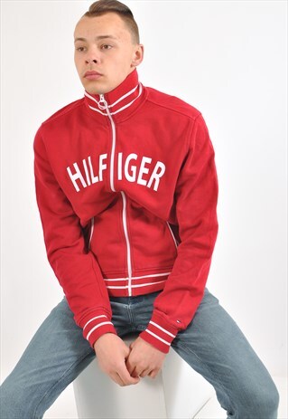 VINTAGE TOMMY HILFIGER TRACK JACKET IN RED