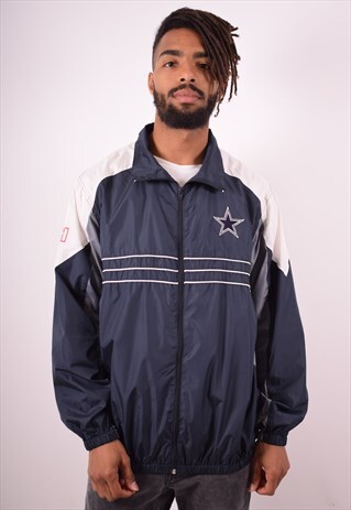 NFL MENS VINTAGE COWBOYS TRACKSUIT TOP JACKET LARGE BLUE 90S