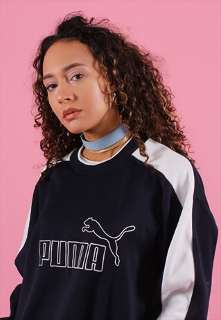 NAVY AND WHITE PUMA SWEATSHIRT
