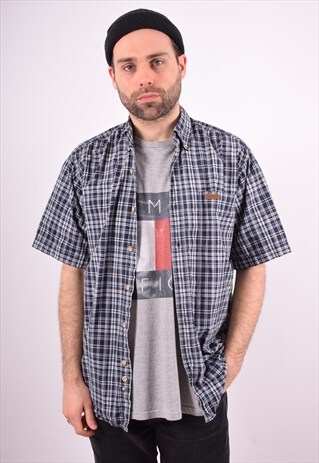 CARHARTT MENS VINTAGE SHIRT MEDIUM BLUE CHECK 90'S
