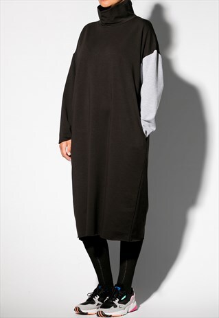 BLACK DRESS, PLUS SIZE DRESS, MIDI DRESS, WINTER DRESS