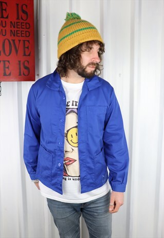 VINTAGE FRENCH WORKMAN DENIM JACKET ,SMALL ,BLUE