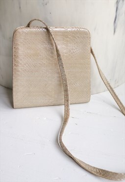 Vintage 90s Snake Pattern Bag in Cream 
