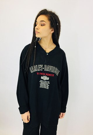 VINTAGE OVERSIZED EMBROIDERED HARLEY DAVIDSON SWEATSHIRT