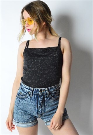 VINTAGE 90S DARK GREY SPARKLED TOP
