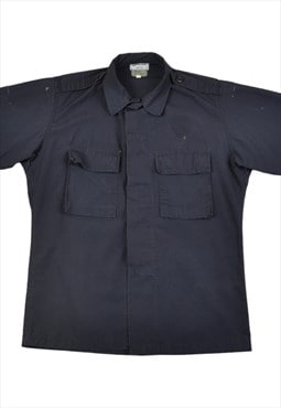 Vintage Workwear Shirt Short Sleeved Navy Medium
