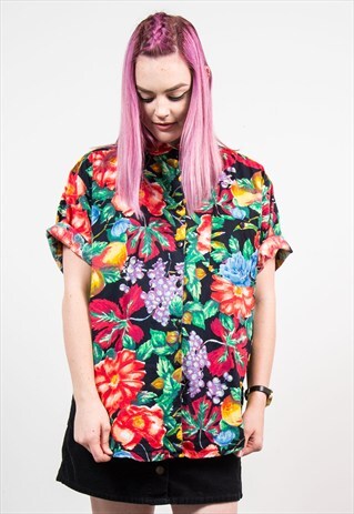 VINTAGE 90'S BRIGHT FLORAL OVERSIZE SHIRT