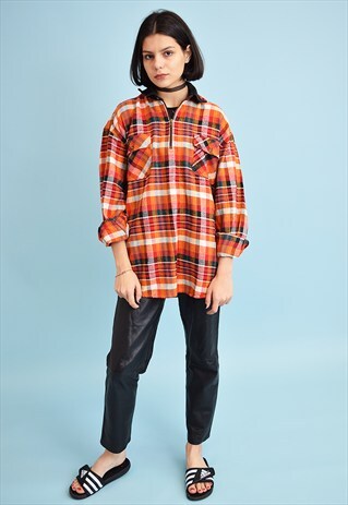 VINTAGE 90'S RETRO CHECKED OVERSIZED DADS SHIRT TOP
