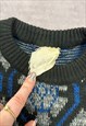 VINTAGE KNITTED JUMPER ABSTRACT PATTERNED KNIT SWEATER