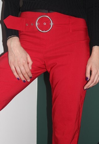 VINTAGE 90' OLDSCHOOL UNIQUE RED SKINNY TROUSERS