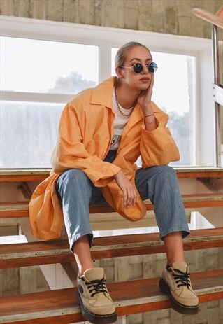 VINTAGE 80S OVERSIZED FIT BUTTON UP LIGHT WOMENS JACKET M/L