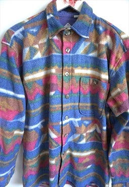 Vintage Fleece Overshirt Jacket Sweater Outwear