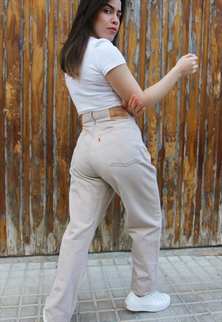 Original Levi's 615 Beige High Rise Tall Jeans 34"/ 86cm