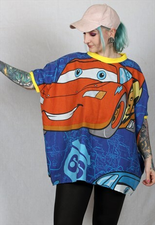 DISNEY PIXAR CARS CARTOON HANDMADE OVERSIZED TSHIRT